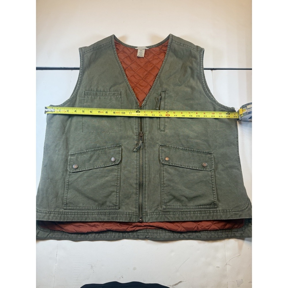 Duluth Trading Co Quilted Lined Work Vest Men's XXL Olive Green Full Zip Utility - Picture 7 of 8